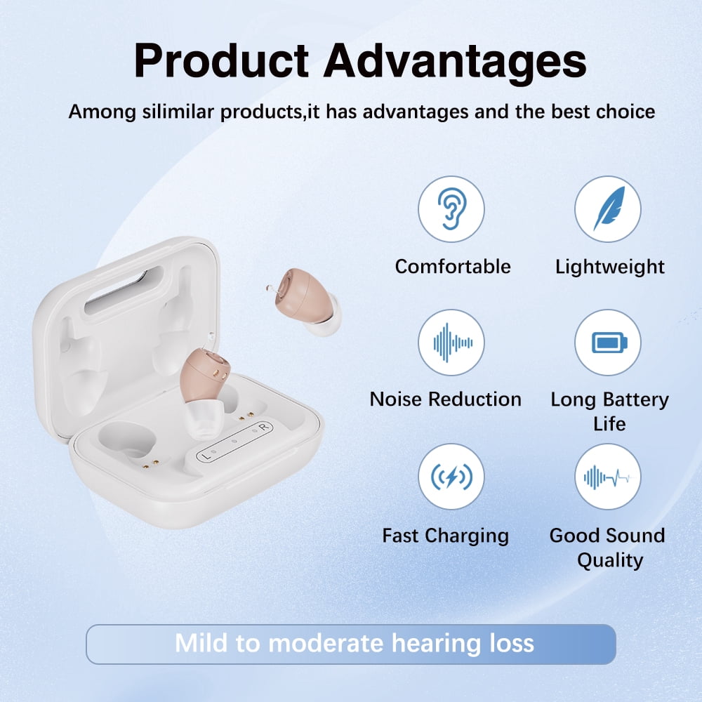 Jinghao Personal Sound Amplifier Product  CIC for Ears for Seniors Adults with Rechargeable Charging Box