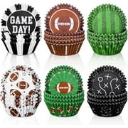 **600pcs football cupcake liners 6 styles rugby cupcake wrappers baking cups holders sports theme muffin baking liners for birthday party holiday party post-match celebration
