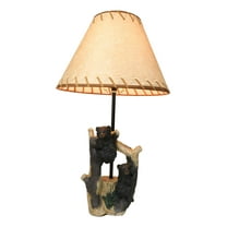 Rustic Western Whimsical Forest Playful Black Bear Cubs Climbing Tree Table Lamp