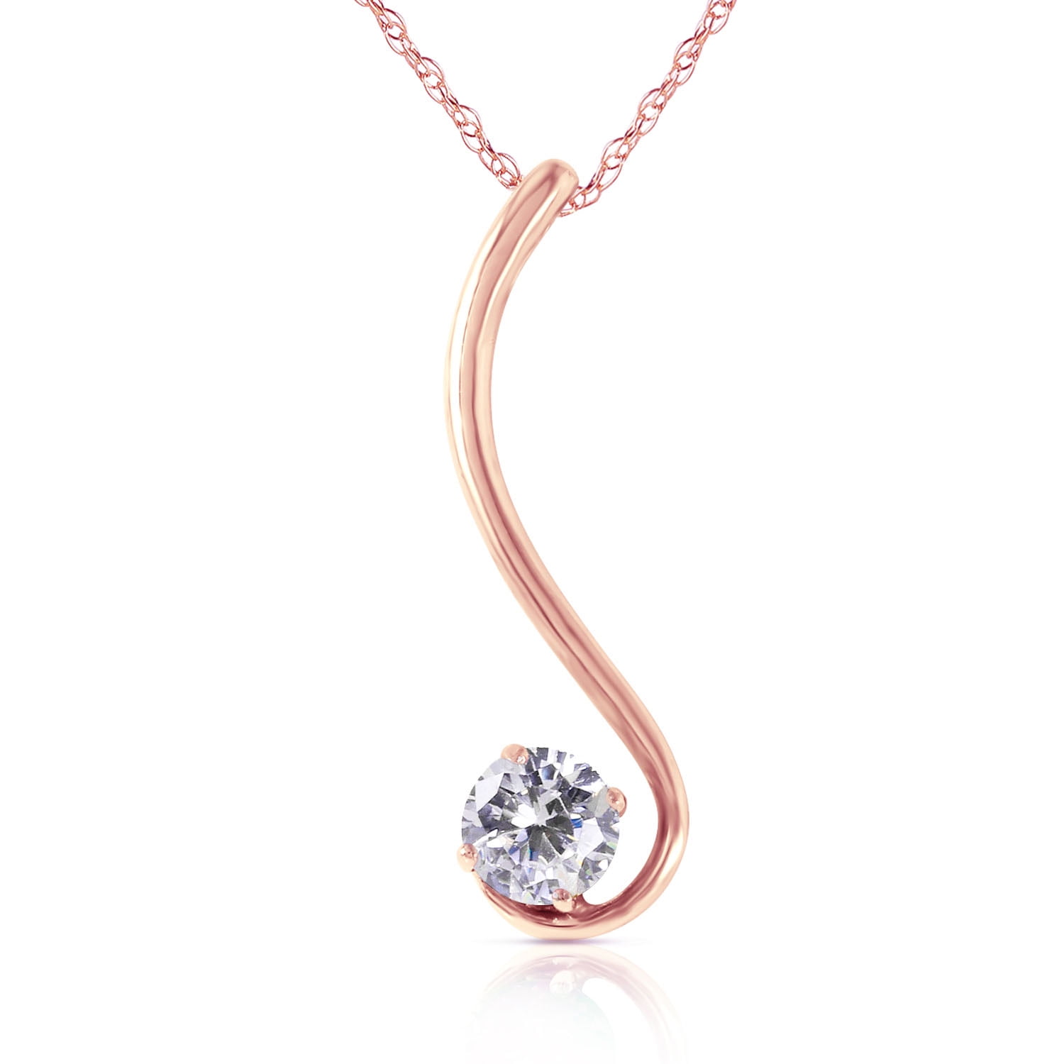 Galaxy Gold 14K Solid Rose Gold 16" Necklace with 0.50 Carat Natural Diamonds, 14"-24" Sizes, April Birthstone, Symbol of Eternal Love
