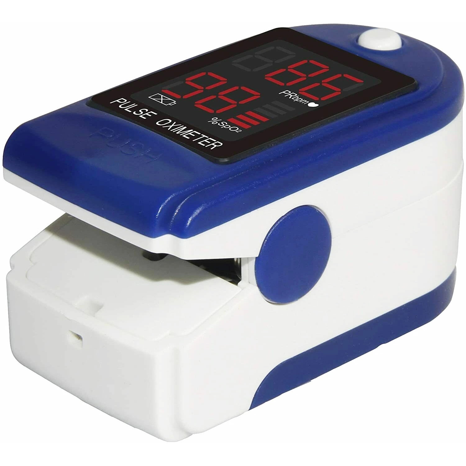 Jziki Fingertip Pulse Oximeter with Digital LED Display and Lanyard (JZK-302) - Blue
