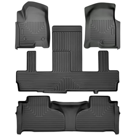 HUOEPU Floor Mats & Cargo Liner Fit for Chevrolet Suburban 2021-2023, for GMC Yukon XL 2021-2023,2nd Row Bucket Seats TPE Rubber All Weather Protection Floor Liners Full Sets Car Mats