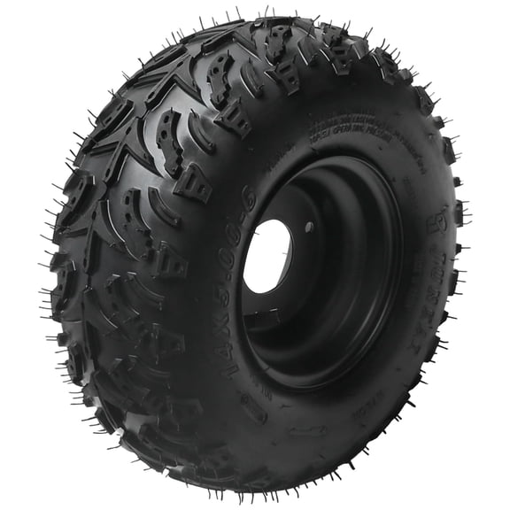 14x5.00-6 ATV Tire Wheel Rim 14x5.00x6 Mini Bike Tire 14x5-6 Go Kart Wheel, 2 Ply Tubeless Off Road Tire, 3 Stud 78mm Bolt Pattern for Quad Bike Buggy 4 Wheelers 110cc 125cc Taotao Kazuma