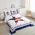 thumbnail image 3 of Manfei Colorful Stars Pattern Bedding Comforter Set,American Texas Stars Twin Comforter Sets,White Red Blue Bedding Set For Boys Kids,Luxury Bedroom Decor Reversible,2-Piece, 3 of 8