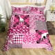 thumbnail image 1 of Jirafa Funda de edredón Rosa Animal Print Juego de Cama, Edredón Patchwork Geométrico, 1 of 6