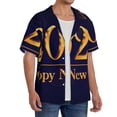 thumbnail image 2 of Xecao 2025 Happy New Year 3 Men's Casual Short-sleeved Shirt, a button-up collared shirt with a pocket-Medium, 2 of 5
