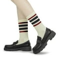 thumbnail image 4 of G&Y Striped Crew Socks for Women, Stretchy Casual Athletic Retro Novelty Socks, 3Pairs, Set 1, 4 of 7
