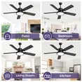 thumbnail image 7 of Skvevn Ceiling Fans with Lights and Remote, 52-inch Indoor/Outdoor Black Modern Fan with Quite Noiseless and Adjustable Light 6 Speed for Patio Living Room Bedroom, 7 of 7