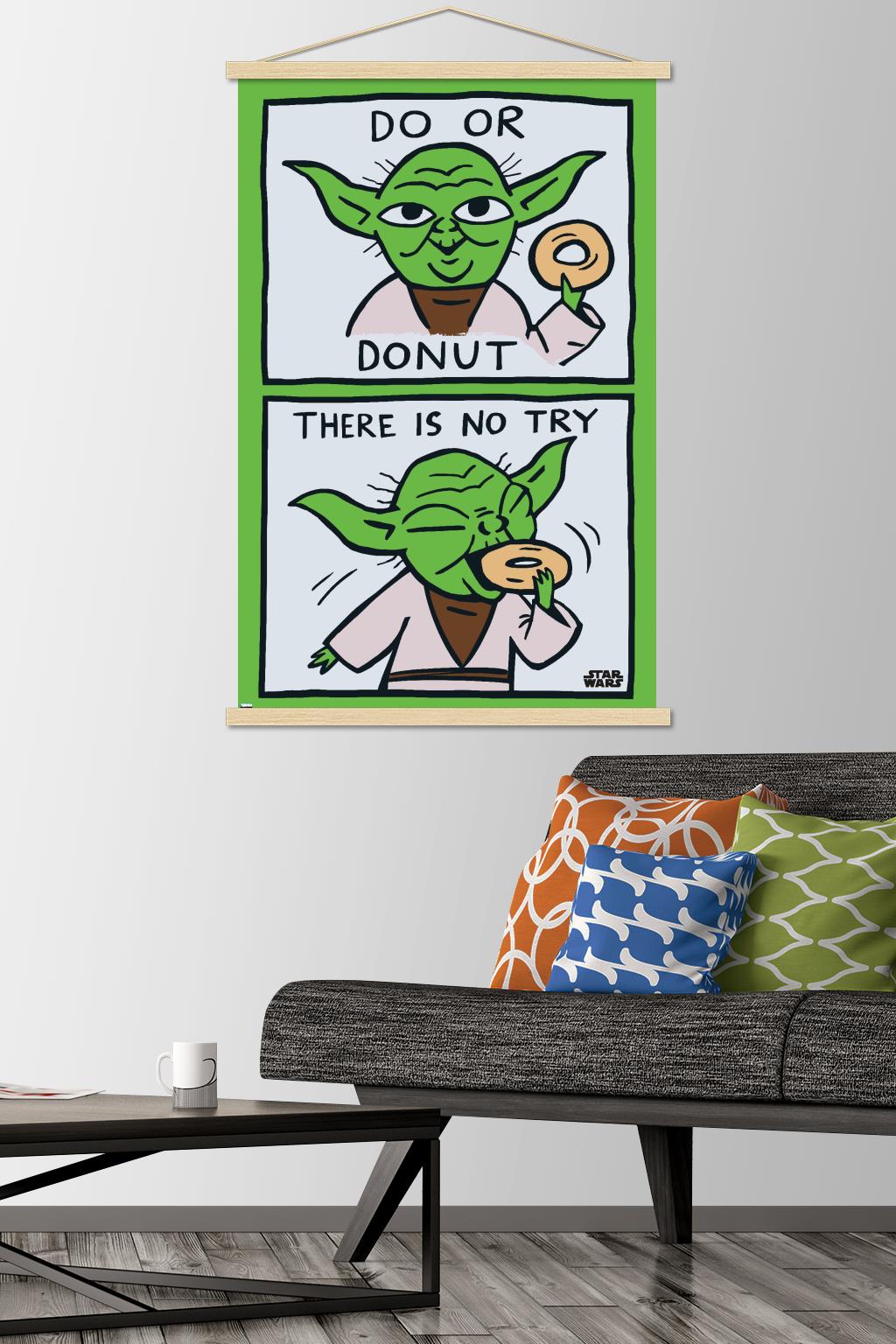 Star Wars: Saga - Yoda Donut Wall Poster with Wooden Magnetic Frame, 22.375" x 34"