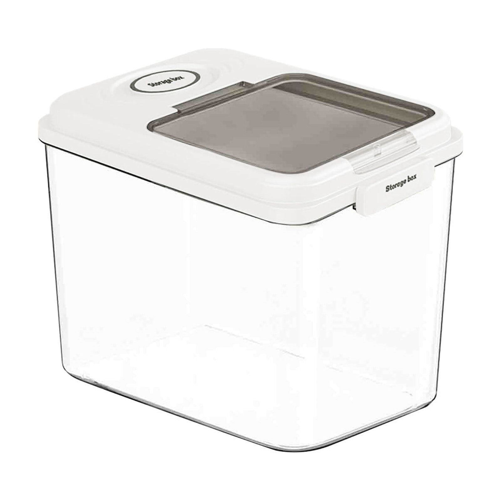 Large Airtight Food Storage Container with Measuring Cup and Visible Window, 22Lb Capacity for Rice, Flour, Cereal, and Pet Food, White or Beige