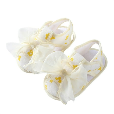 

Mildsown Infant Baby Girl Princess Sandal Non-slip Soft Sole Bowknot Flower Print Summer Flat Shoes