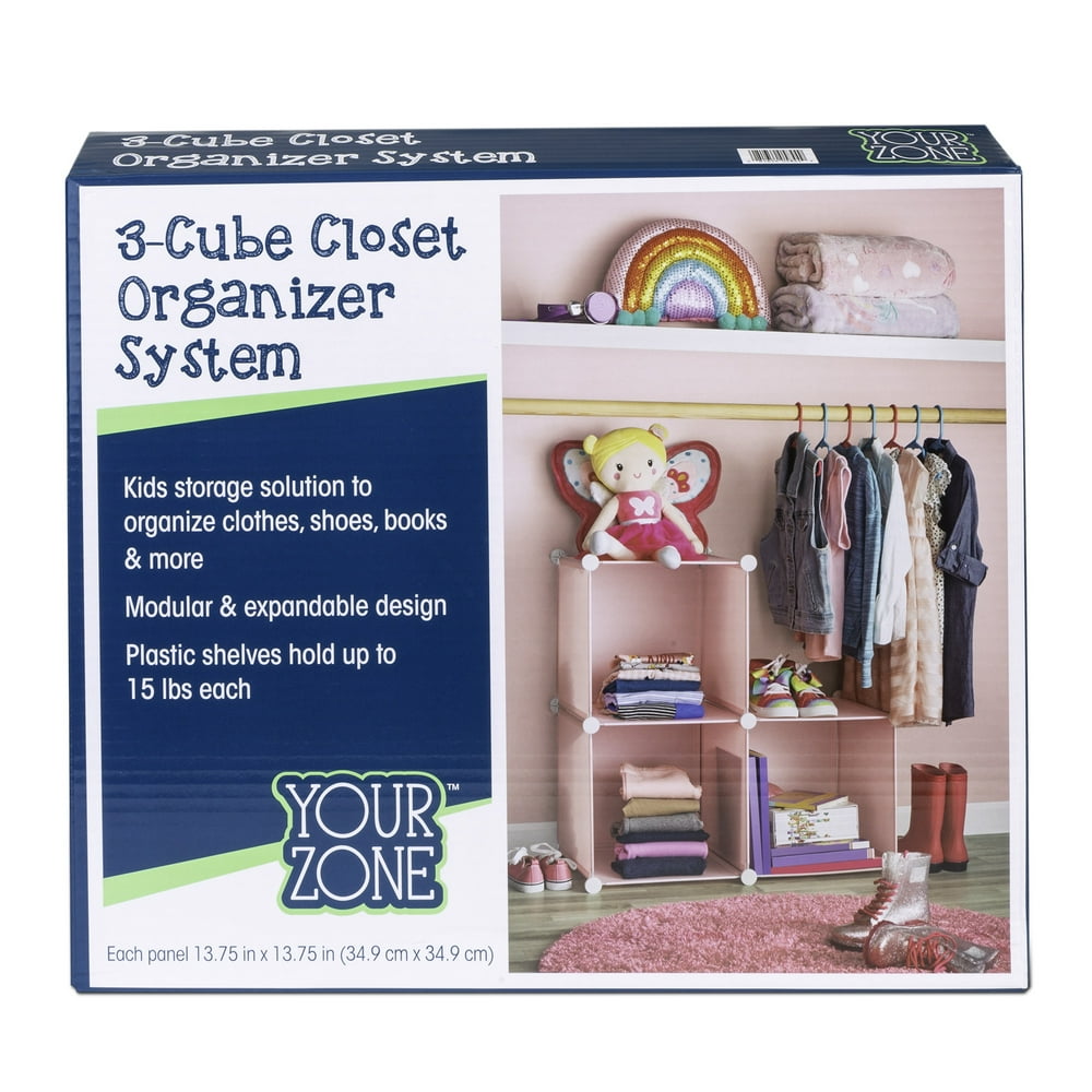 Your Zone 3 Cube Closet Organizer Pink Kids Room Organizer Easy to
