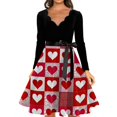thumbnail image 3 of Fgvctg Valentine'S Day A Line Dresses For Women Romantic V Neck Vintage Dress Cocktail Cute Heart Graphic Trendy 50'S Dress Date Night Long Sleeve Oversized Dressy Clothing Red 2XL, 3 of 4
