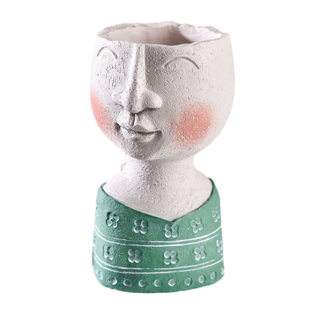 Florero con retrato Escultura Resina Decorativo Rostro humano Florero de maceta para oficina en casa, Tipo 2 sidaley HA002260-02B
