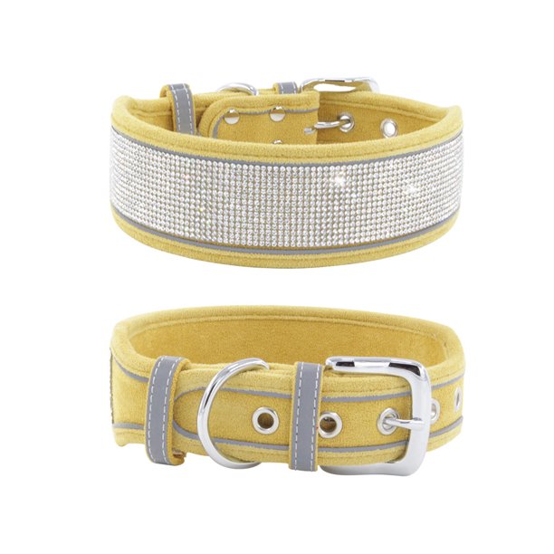 Collar de perro con diamantes de imitación, hecho de material de terciopelo suave de color. MFZFUKR CPB-US-YY415-2