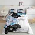 thumbnail image 2 of Manfei Retro Rustic Floral Queen Comforter Set,Abstract Minimalist Art Bedding Sets,White Black Blue Bedding Comforter Set For Girl,Microfiber Bedroom Decor Reversible,3 Pieces, 2 of 8