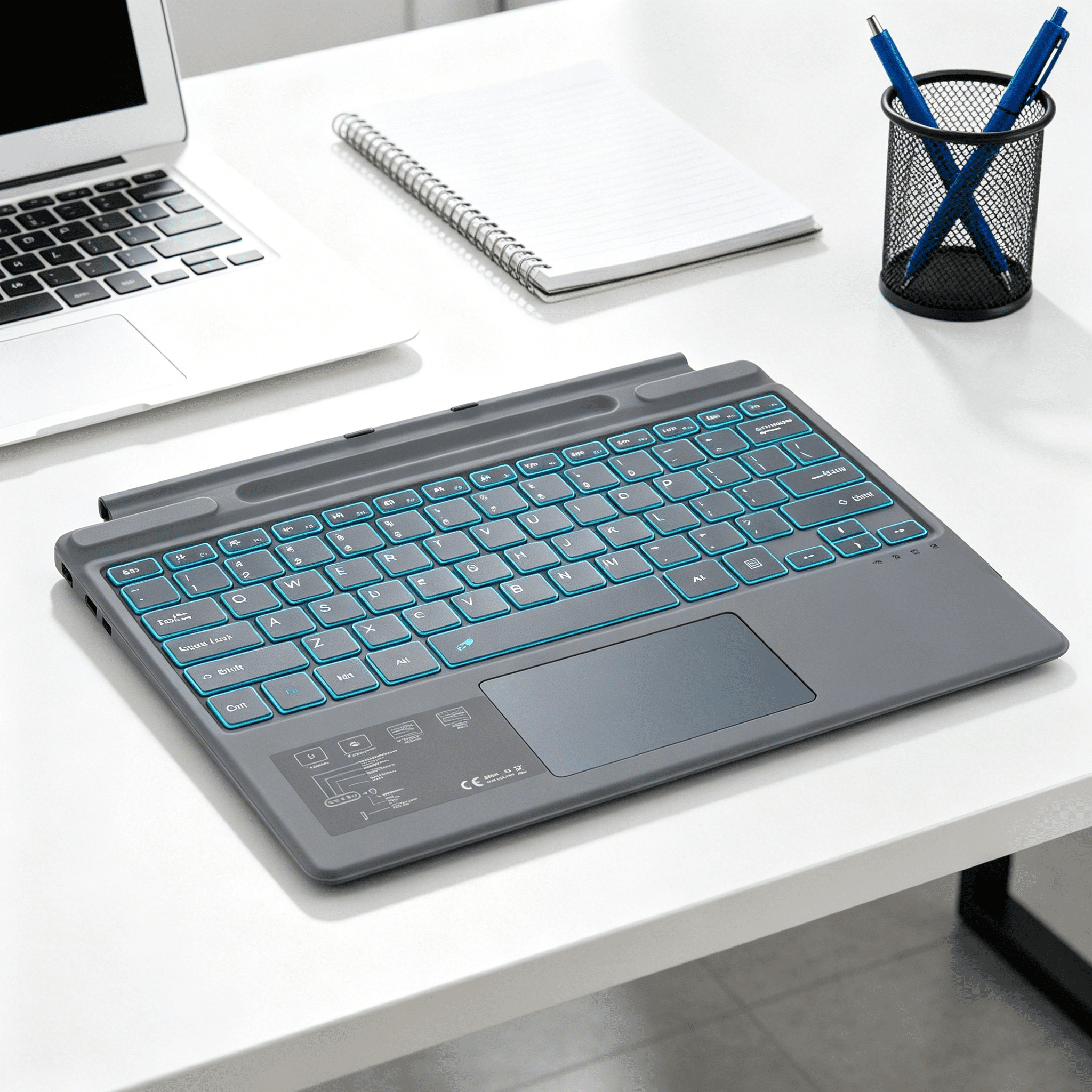 GJX 2026 New Wireless Bluetooth Keyboard for Surface Pro 3 4 5 6 7 / 8 9 10 X-Type-C Interface with Colorful Backlight for Office,Home Use,Travel,Work,Study