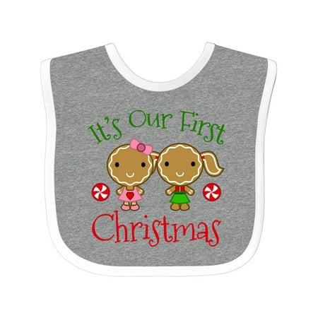 

Inktastic Twins 1st Christmas Gingerbread Girls Gift Baby Girl Bib
