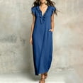 thumbnail image 5 of QGJZVUNL Flutter Sleeve Maxi Dresses for Women Summer Outfits Casual Ruffle V Neck Sleeveless Sundress Size 2Xl, 5 of 6