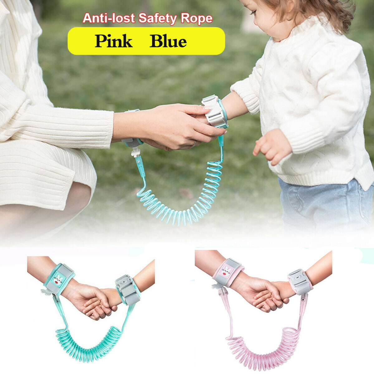 Safety Wrist Leash Loop Wristband Walking Harness with Safety Key Lock for Toddlers Kids Baby 2.5M Anti Lost Wrist Link Pink