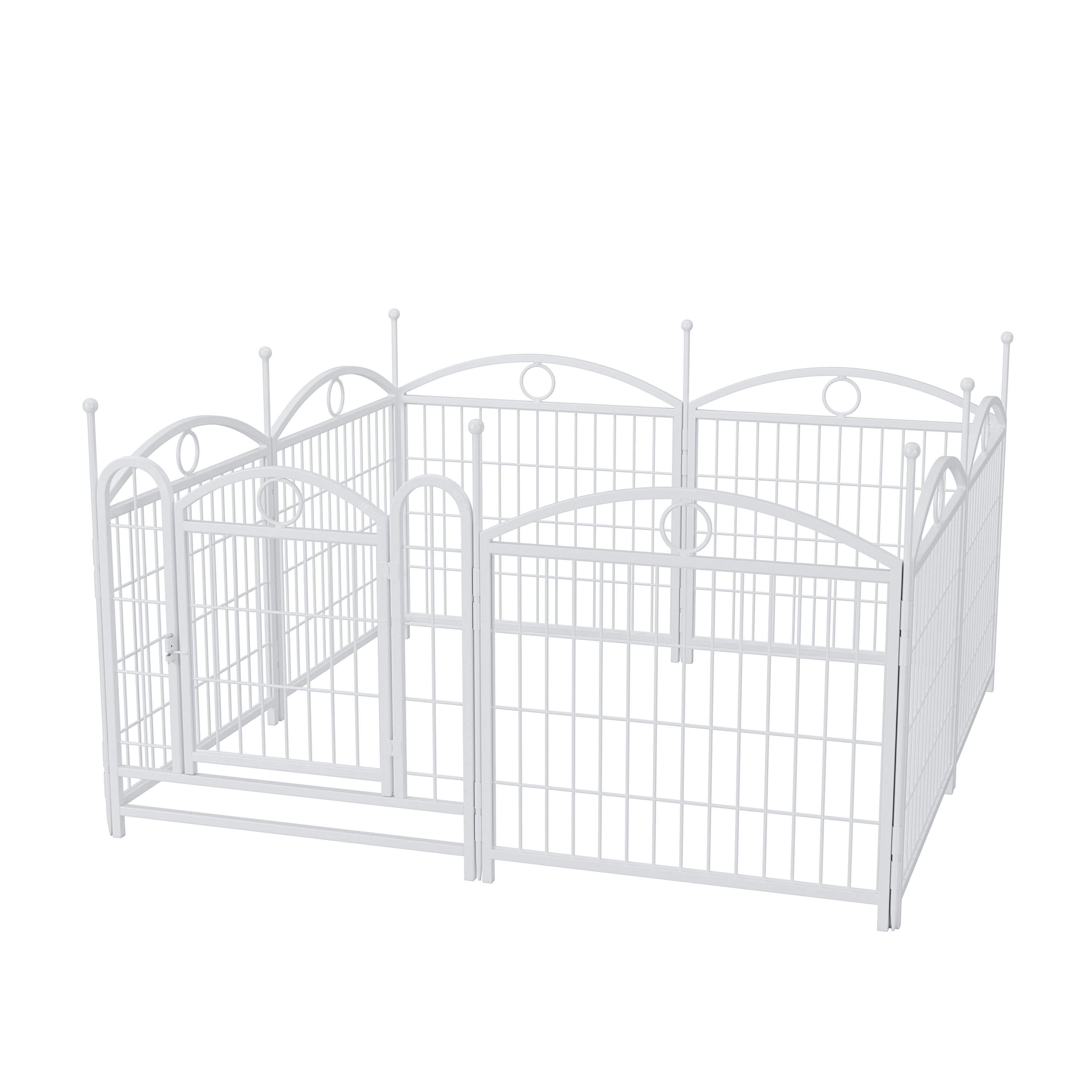 Zephypaws 24" Dog Playpen, 8-Panel Foldable Metal Exercise Pen with Door – Indoor/Outdoor Heavy Duty Puppy Fence, Portable Pet Playpen for Small, Medium & Large Dogs, White