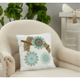 thumbnail image 3 of Fennco Styles Hand Beaded Dragonfly Flower Cotton Decorative Throw Pillow 16" W x 16" L - Blue Floral Cushion for Home, Couch, Living Room, Seasonal Décor, Special Occasion, 3 of 3