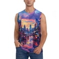 thumbnail image 1 of Fotbe Taxi Colorful Town Men's Camiseta sin Mangas Estampada para Hombres, Playera Casual para Gimnasio, Entrenamiento, Playa-3X-Large, 1 of 7