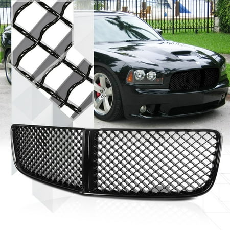 - Glossy Black 3D Wave Mesh Front Bumper Grille/Grill for 06-10 Dodge Charger LX 07 08 09