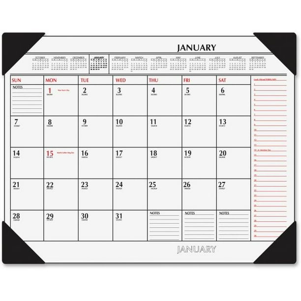 ATAGLANCE TwoColor Monthly Desk Pad Calendar, 22 x 17, 2017