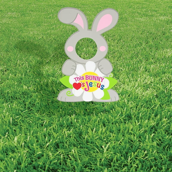 16" x 24" Religious Easter Bunny Face Yard Sign