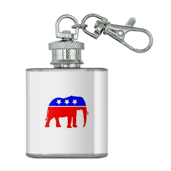 Republican Elephant GOP Conservative America Political Party Stainless Steel 1oz Mini Flask Key Chain