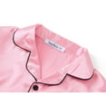 thumbnail image 2 of Beezizac Little & Big Girls Pajama Set Size 8 - Pink Satin Silky Long Sleeve Button up 2-Piece Tween Trendy Loungewear, 2 of 7