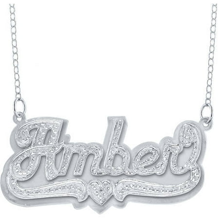 plate double silver name figaro plated sterling chain