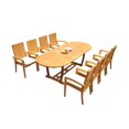 thumbnail image 4 of Grade-A Teak Dining Set: 8 Seater 9 Pc: 94" Mas Oval Trestle Leg Table And 8 Goa Stackng Arm Chairs Outdoor Patio WholesaleTeak #51GO1309, 4 of 6