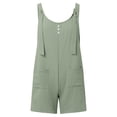 thumbnail image 5 of ZHOGXU Women's Jumpsuit Sleeveless Suspenders Solid Color Button Front Comfortable Loose Fit Romper With Pockets For Everyday Wear,Light Green,S, 5 of 5