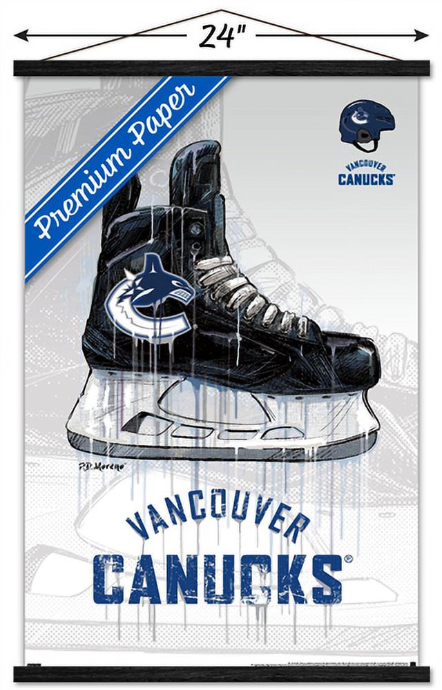 NHL Vancouver Canucks - Drip Skate 21 Wall Poster with Wooden Magnetic Frame, 22.375" x 34"