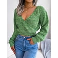 thumbnail image 6 of New-coming Autumn Winter Top Pull Femme Lantern Sleeve V-Neck Crop Sweater Knitted Slim Jumper Vintage Warm Korean Women's Sweat, 6 of 6