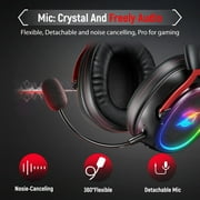 Ozeino Wireless Gaming Headset, 7.1 Surround Sound, 2.4GHz Wireless Gaming Headphones with Detachable Noise-Canceling Mic for PS5, PS4, PC, Laptop