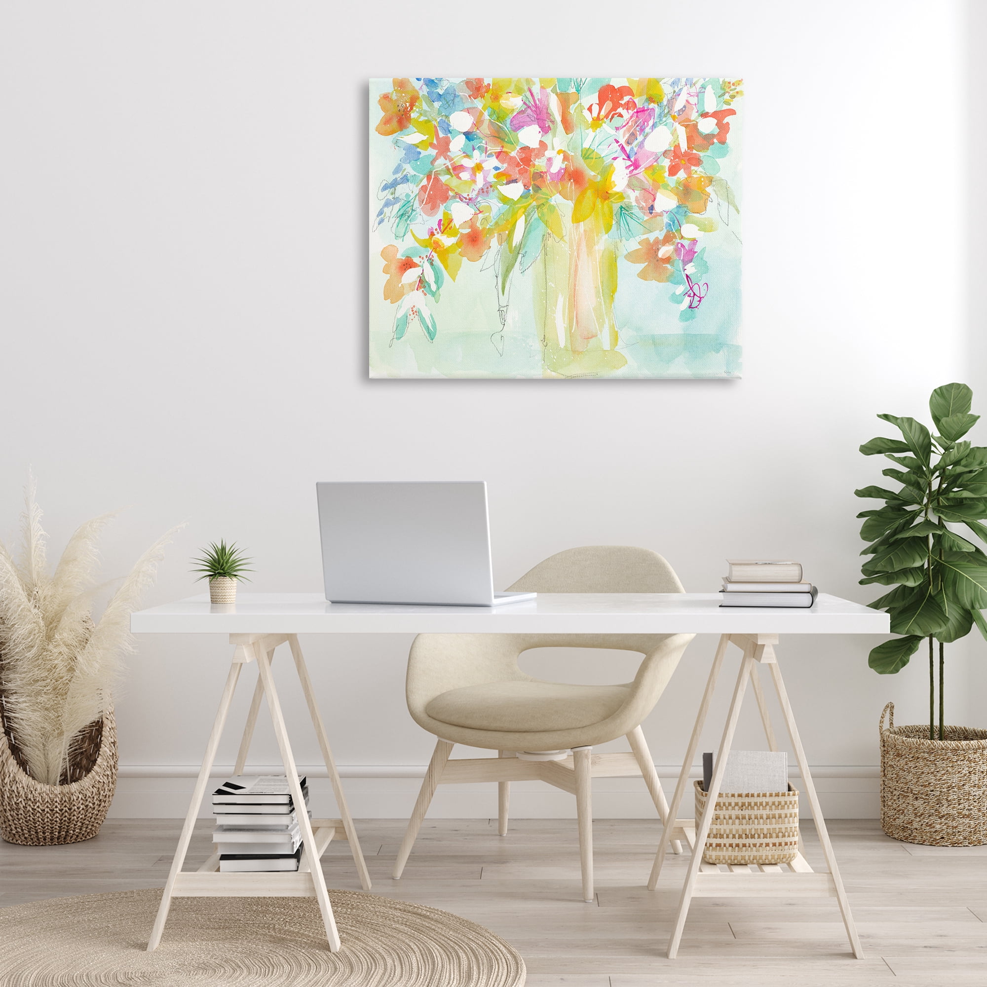 Stupell Industries Bold Eclectic Bouquet Botanical & Floral Painting Gallery Wrapped Canvas Art Print Wall Art, 40 x 30