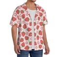 thumbnail image 4 of Xecao offers the Strawberry Flower for Men's Casual Short-sleeved Shirt, a button-up collared shirt with a pocket, perfect for beach vacations and yacht travel in the XX-Large size., 4 of 7