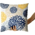 thumbnail image 4 of Yellow and Blue Throw Pillows Covers 16x16 Set of 2, Gray Navy Dahlia Flower Pillow Cushion Cases, Floral Decor Throw Pillows Cover Gifts for Bed Couch Sofa Living Room, 4 of 6