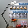 thumbnail image 6 of Large Magnifying Glass with Light and Clamp, Optical Glass Lens, 5 Color Modes, Stepless Dimmable, LED 2*14 Inch Swing Arm Lighted Magnifier Hands Free for Crafts, Reading, 6 of 7