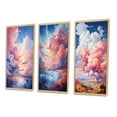 thumbnail image 3 of Designart "Clouds curious Cloudscape Playful" Landscape & Nature Framed Wall Art Set Of 3 - Coral Clouds Frame Canvas Set For Living Room Decor, 3 of 7