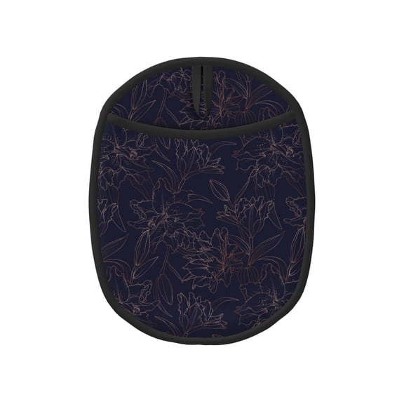 Naloa Copper-Gold Gloss Outline Flower1 Silicone Pot Holders, Oven Mitts Heat Resistant Hot Pads, Non Slip Pot Holder for Kitchen Baking and Cooking 9.4 x 7.5 Inches