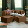 thumbnail image 5 of Jaxx Zipline Convertible Sleeper Loveseat & Ottomans, Textured Microvelvet - Toffee, 5 of 7