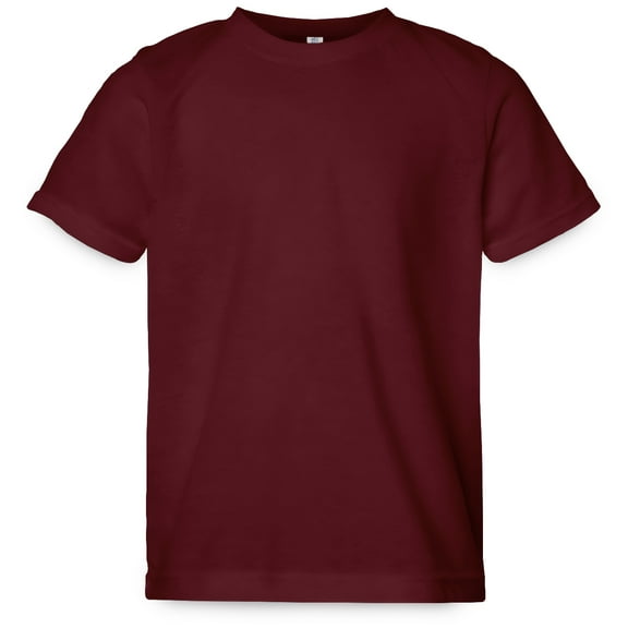 Plain Youth Short Sleeve Classic Tee (Maroon) - Maroon - Youth XS