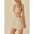 thumbnail image 3 of FAROOT Femmes Licol Creux Tricoté Mini Robe Cravate Sans Manches Bodycon Été Robe de Plage, 3 of 7