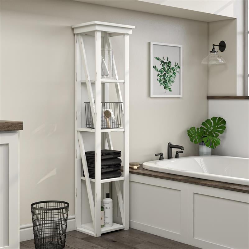 Open Shelves Bathroom Storage Tower, How To Organize Open Shelves In Bathroom