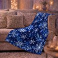 thumbnail image 6 of Intricate Snowflakes And Stars Across Deep Blue Swirls for Winter Art Enthusiasts, Magical Illustration Home Decor for Living Room and Bedroom, Christmas Gift with Cozy Flannel Blanket, 6 of 9