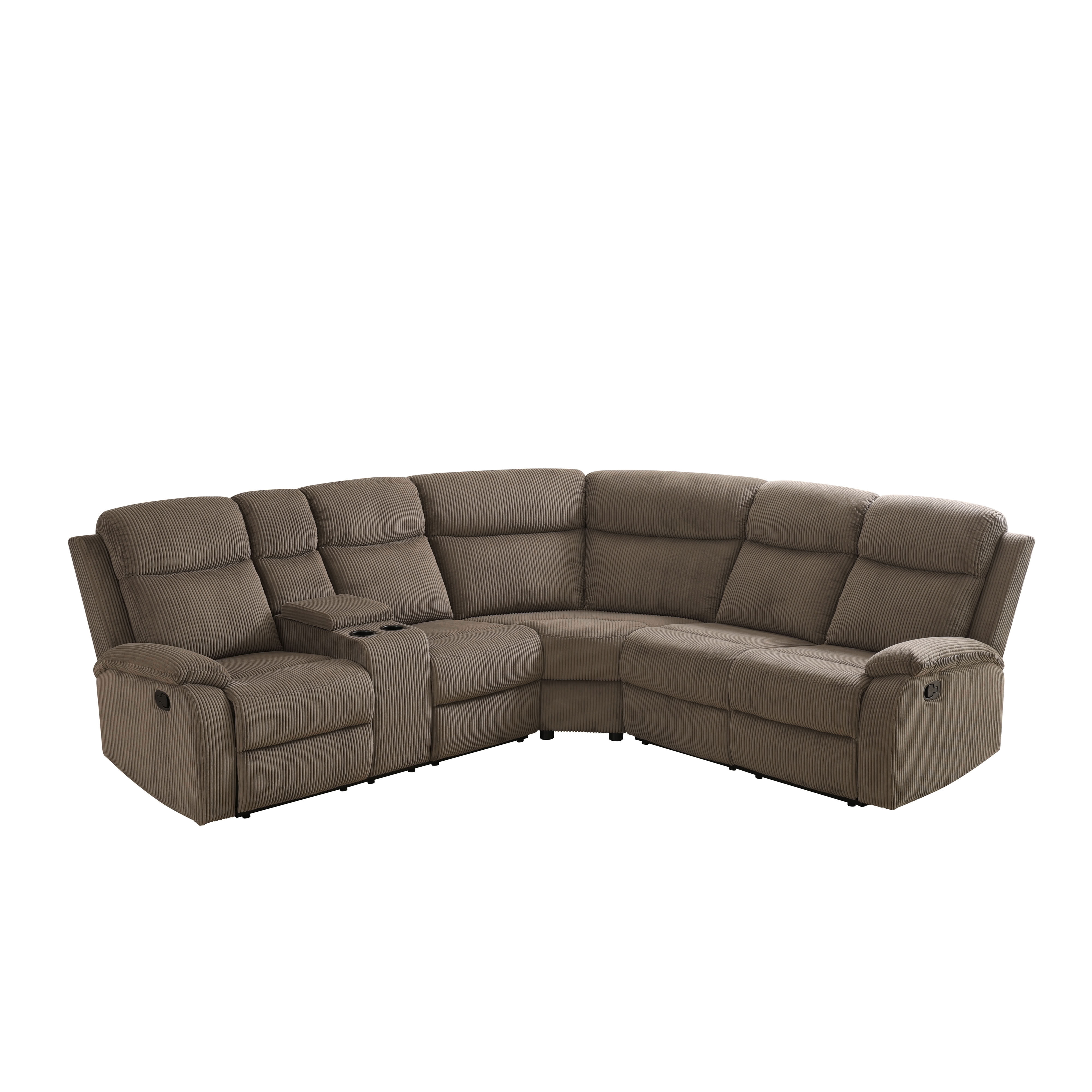 MAYEERTY Oversized Recliner Sectional Sofa, L-Shape Corner Couch with Cup Holders & Storage for Living Room, Home Theater, Brown